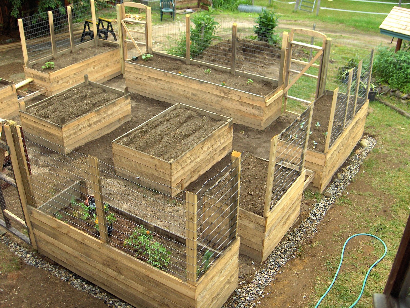 self contained deer proof raised bed garden under construction- not