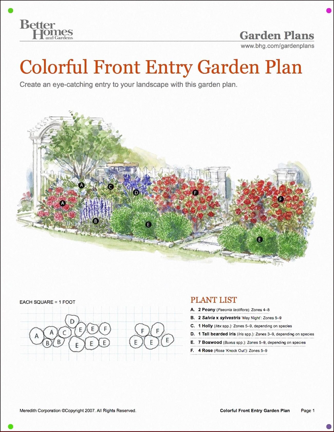 bhg - colorful front entry garden plan | gardening | garden planning