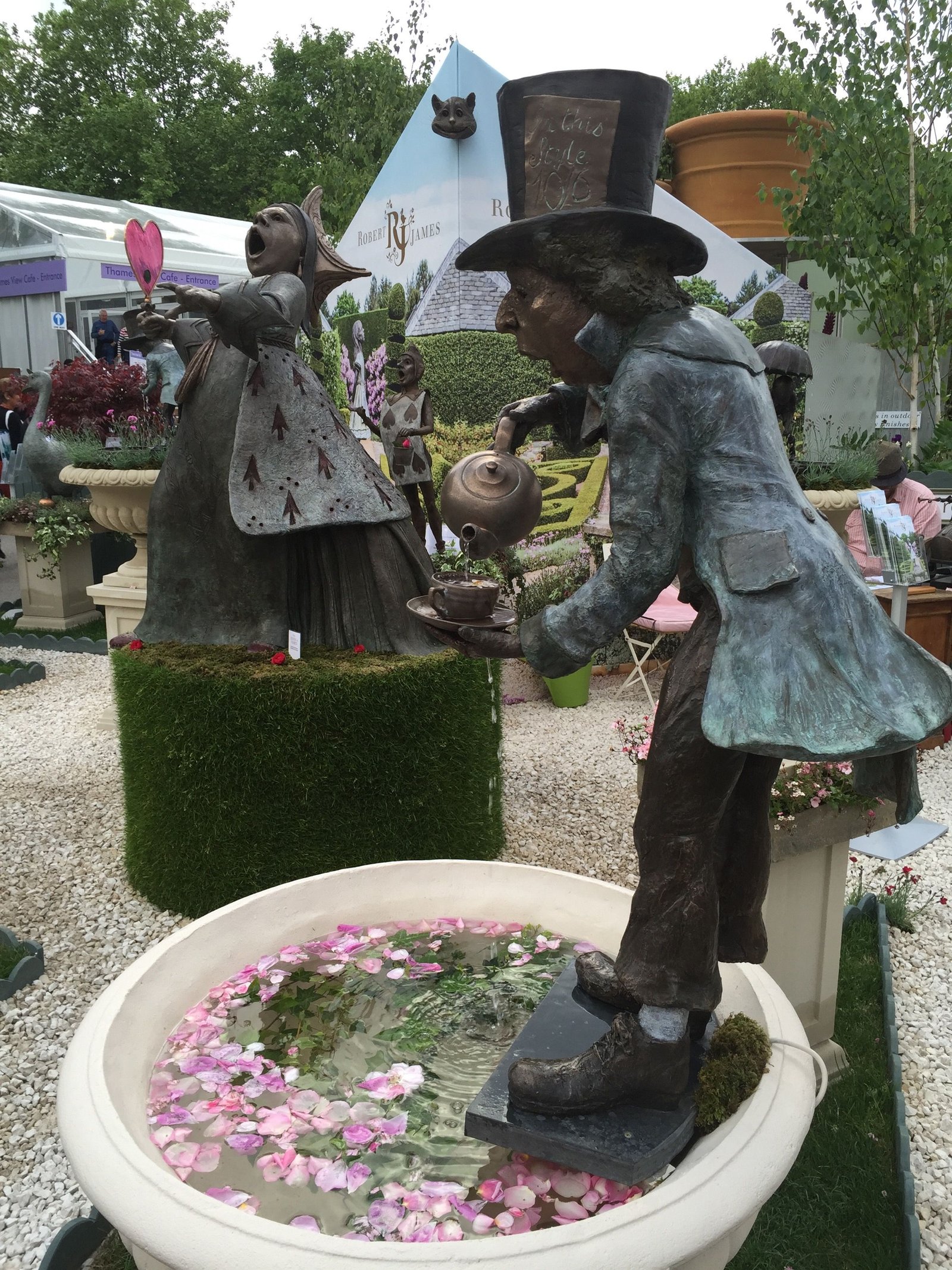 robert james alice in wonderland mad hatter sculpture chelsea flower