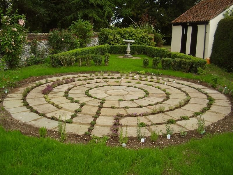 labyrinth herb garden | labyrinth garden, small urban garden, backyard