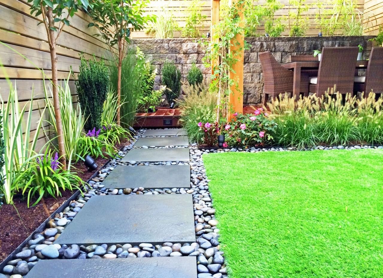 side walkway of the house landscaping | front yard | small