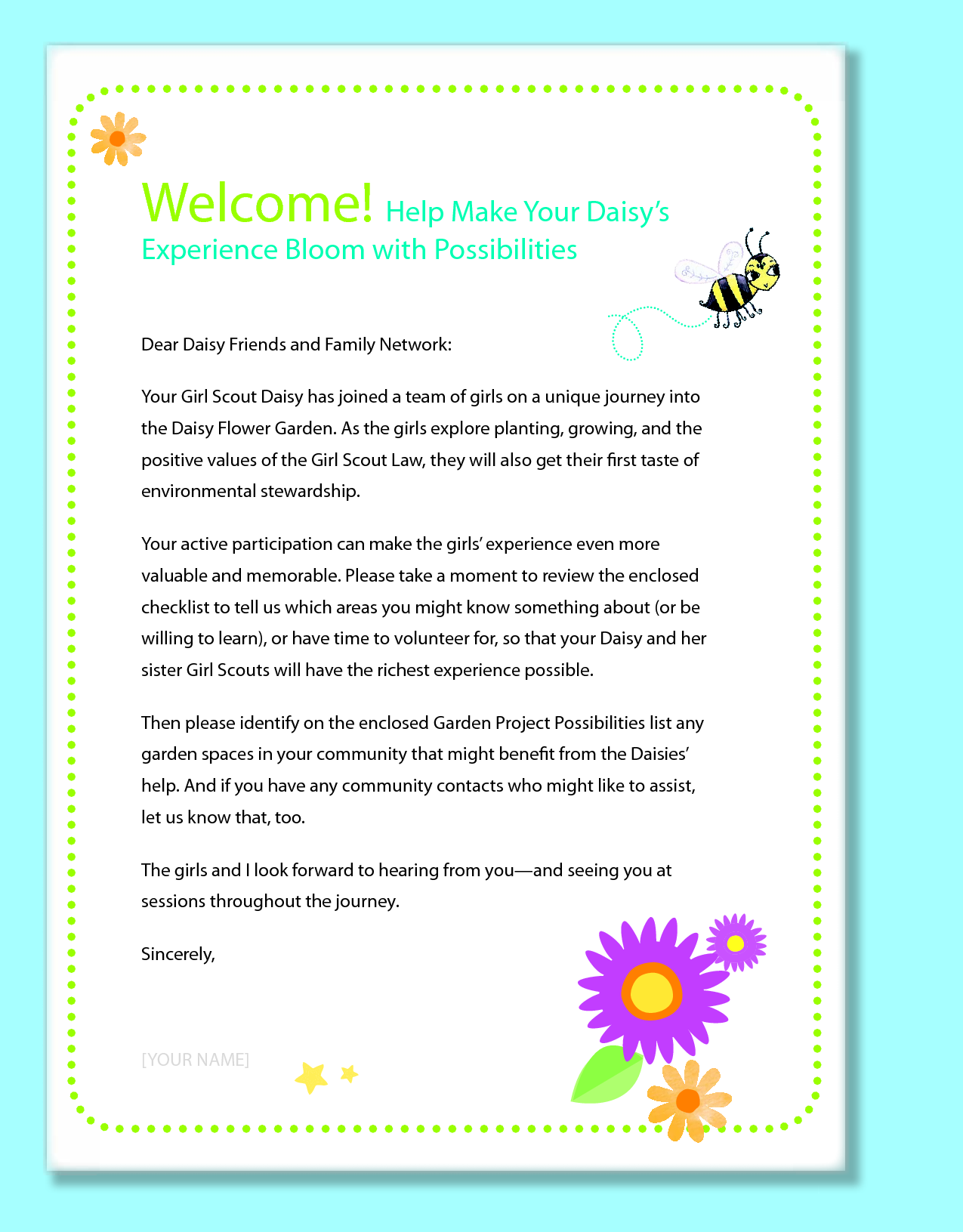 flower garden parent letter | gs daisy stuff | daisy girl scouts