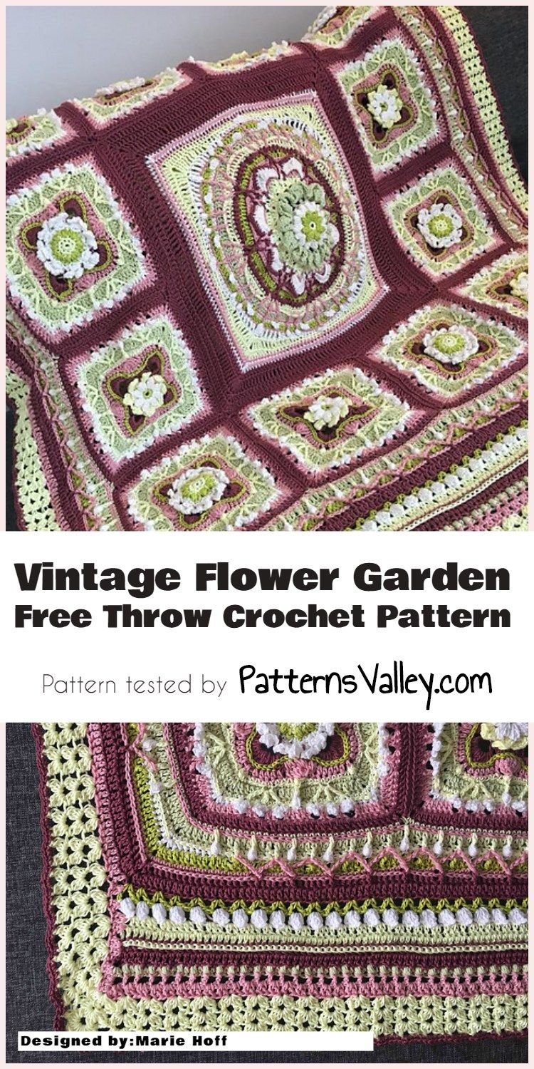 vintage flower garden free throw crochet pattern | crochet: blankets