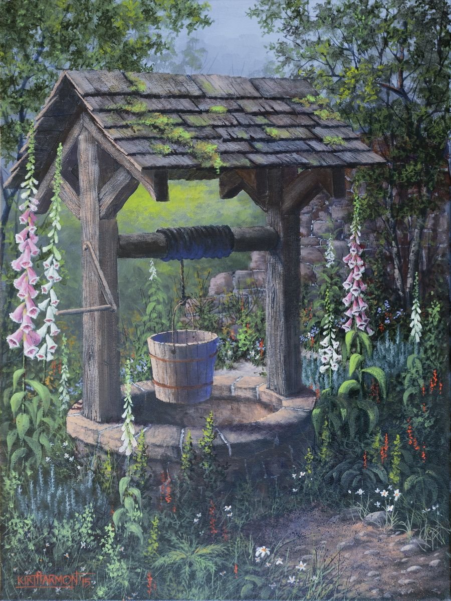 harmon art | wishing well garden, wishing well, garden