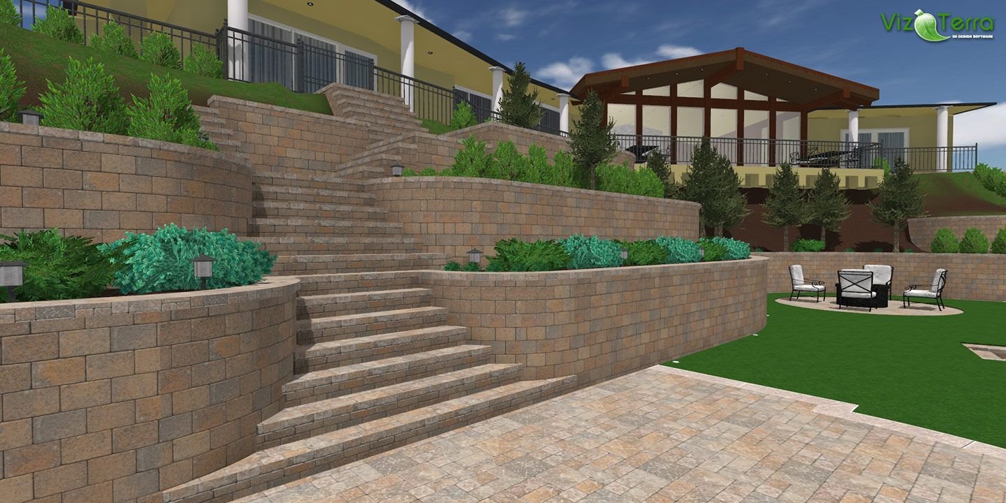 patio, raised gardens & flood control for back yard | landscape design