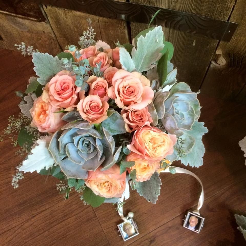 bridal bouquet by funky petals, lethbridge. garden roses, tea roses