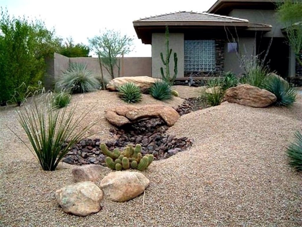 xeriscape front yard, large yard landscaping, desert landscape front yard