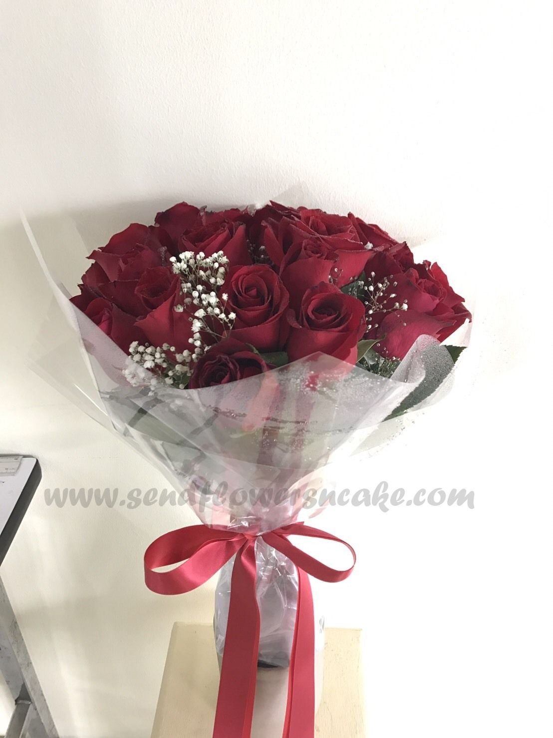 24 red roses bouquet delivered at bangkok,thailand by