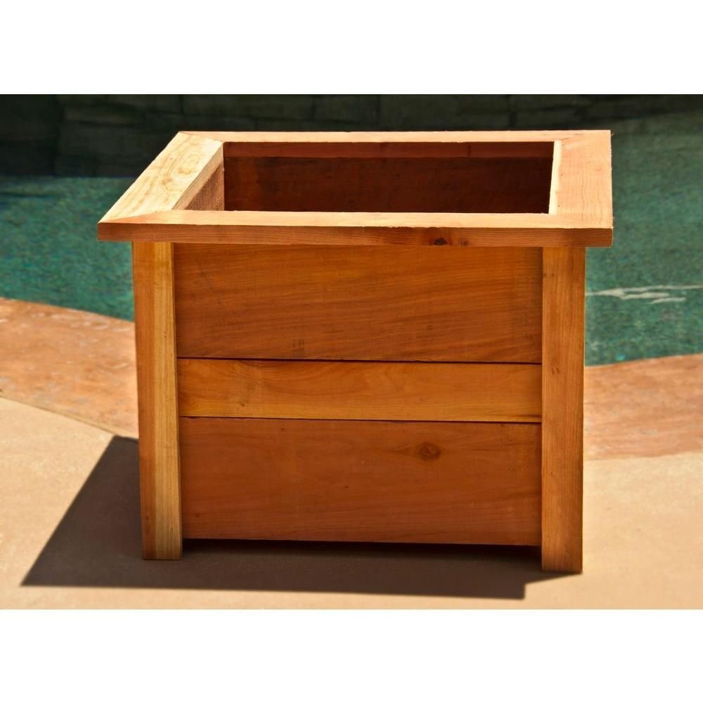 hollis wood products 22 in. square redwood planter box-12028 - the home
