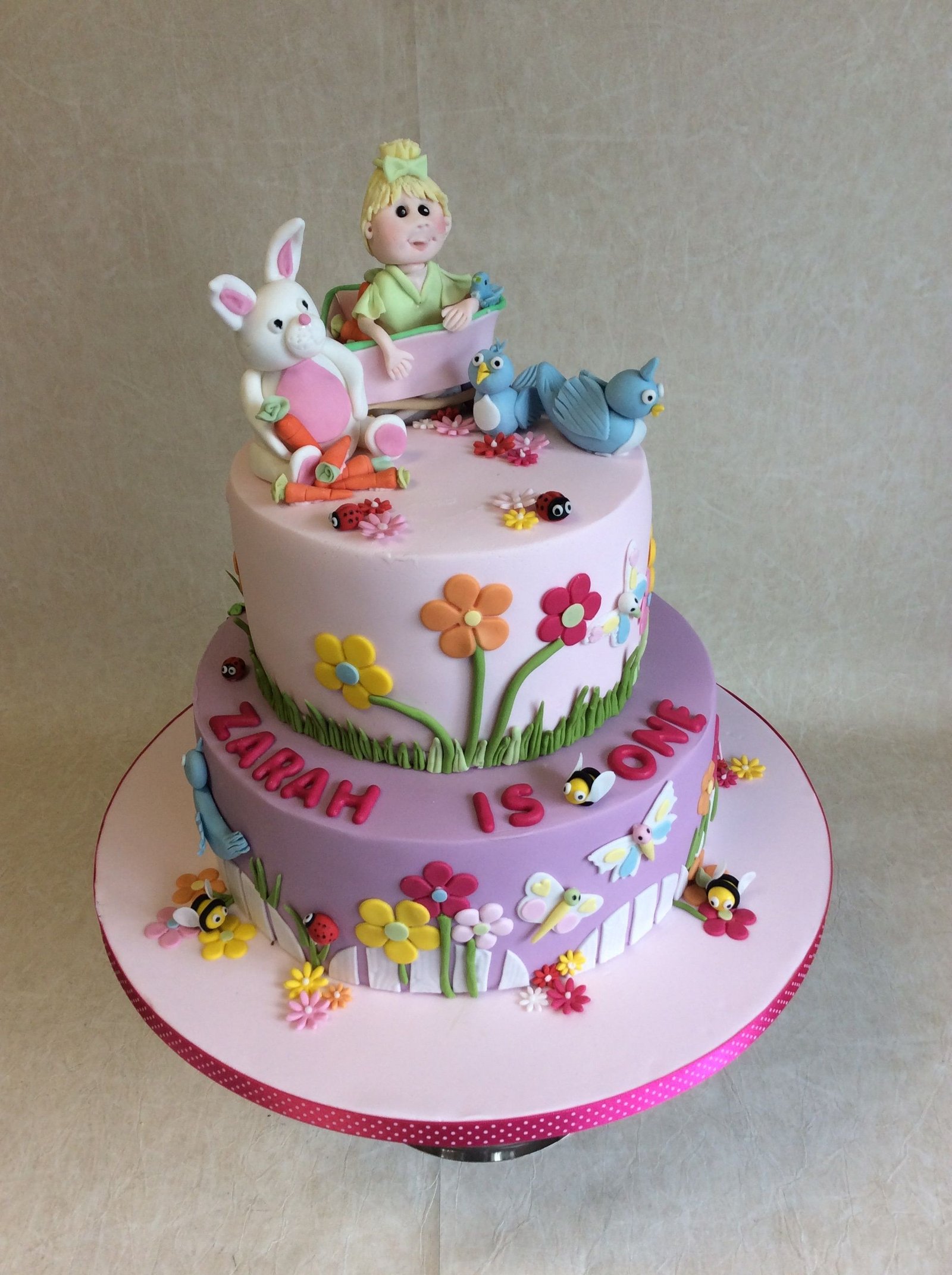 2 tier flower garden 1st birthday cake | birthdays | cake, tiered