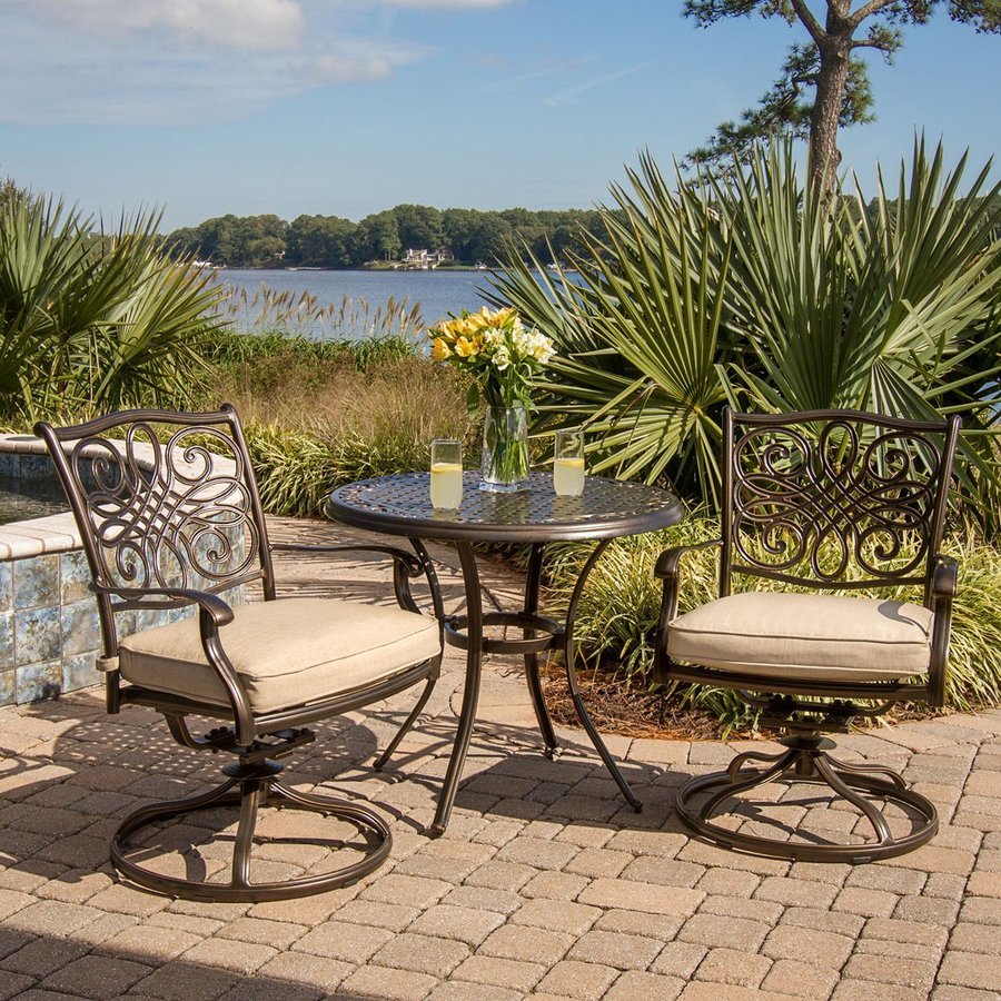 shop hanover outdoor furniture traditions 3-piece bronze metal frame