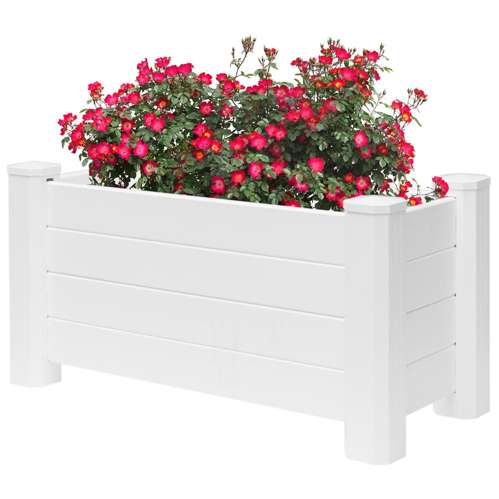 gardenised white vinyl traditional fence design garden bed elevated