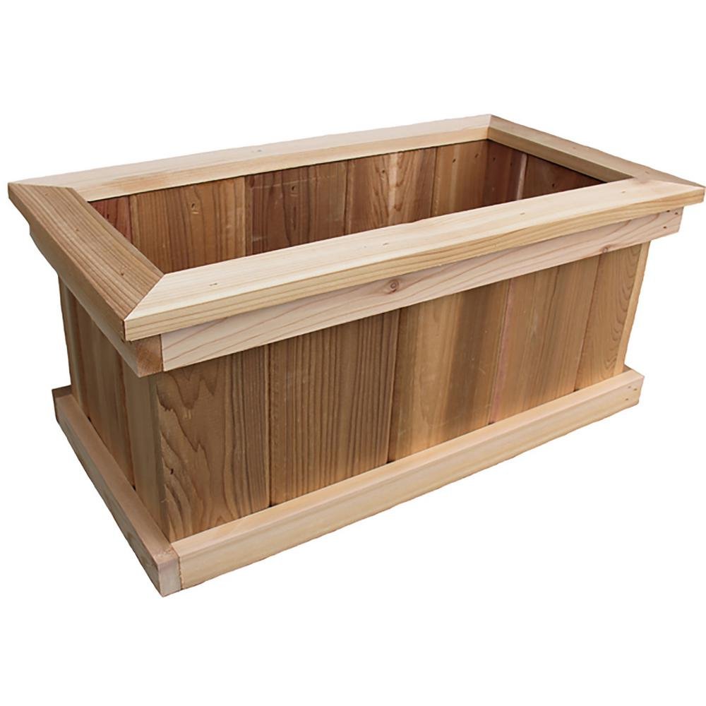 unbranded 24 in. cascades rectangular cedar planter-n824 - the home depot