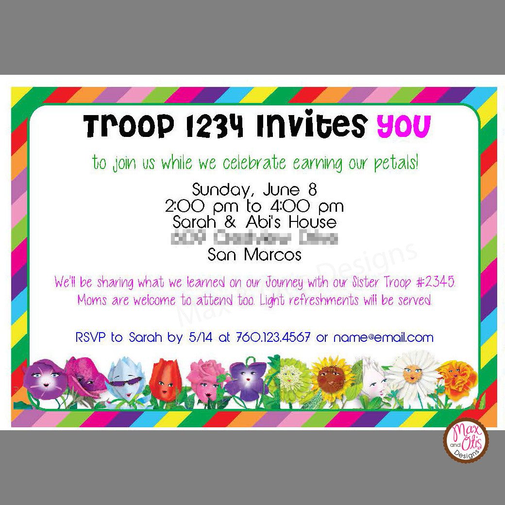 girl scout daisy garden journey invitation (editable pdf)
