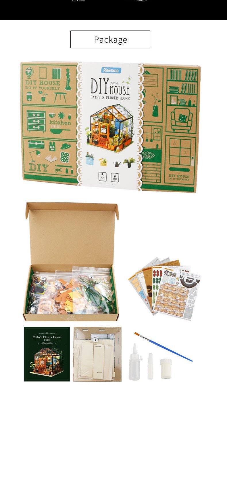 robotime diy miniature dollhouse kit-dg104-cathy's flower house with