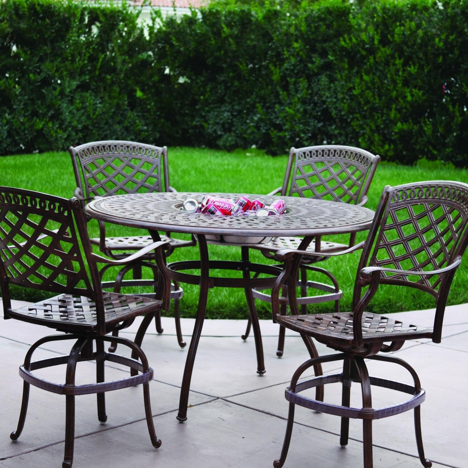 darlee sedona 5 piece cast aluminum patio counter height bar set with