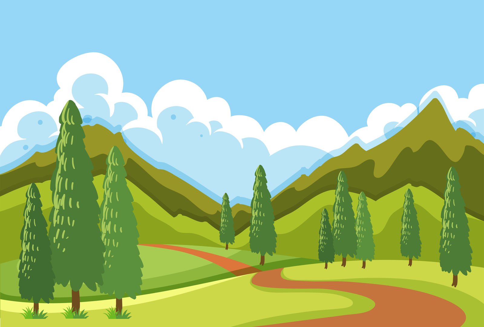 a flat mountain road landscape 444873 vector art at vecteezy