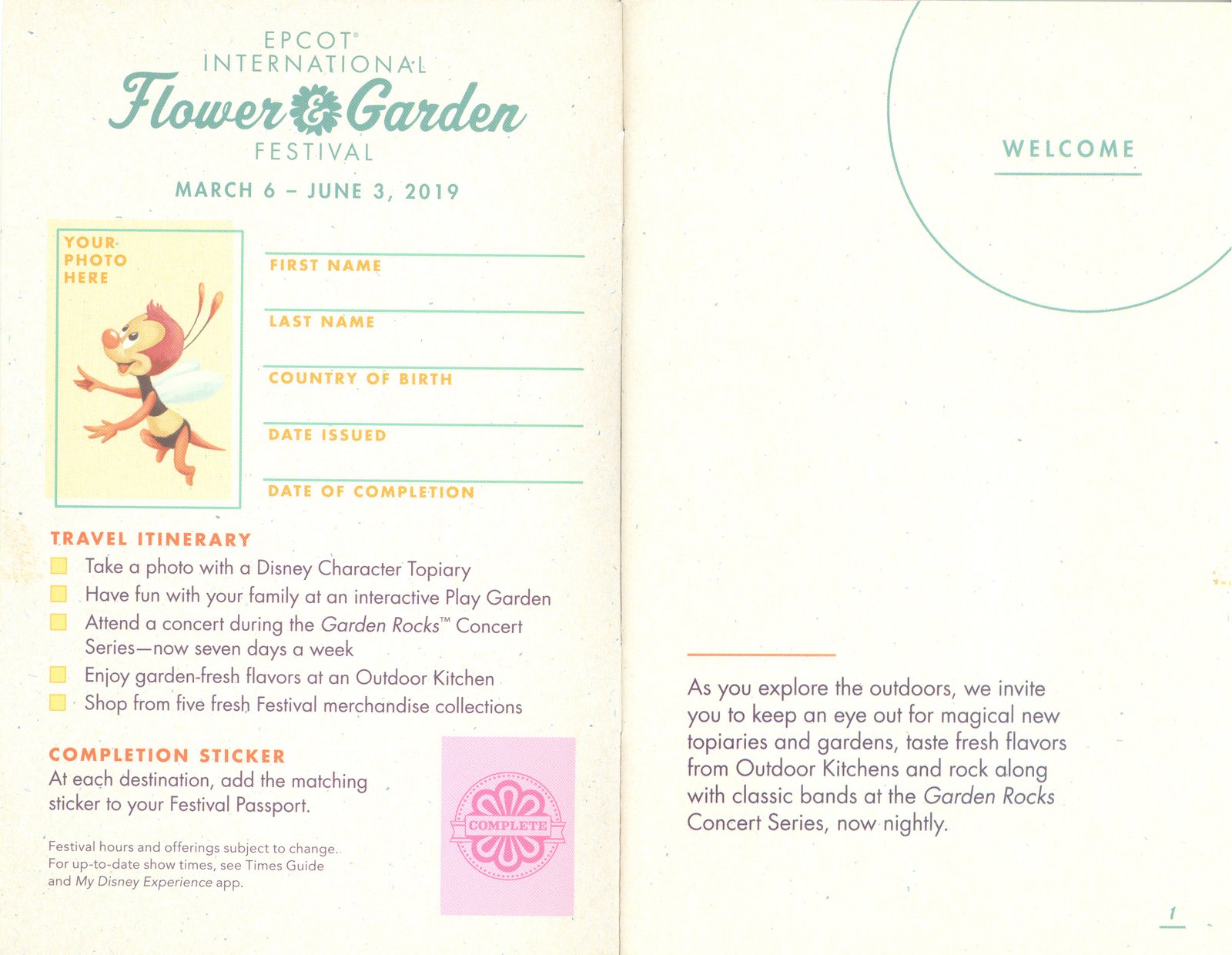 2019 epcot international flower and garden festival passport — the