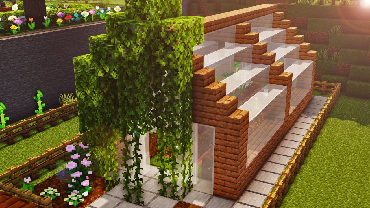 how to build a greenhouse garden in minecraft! - tutorial - gardening 101
