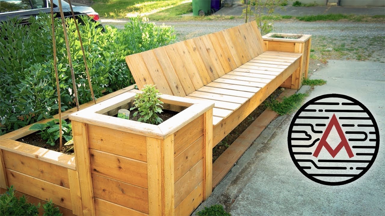 reclaimed cedar planter bench/raised bed -- woodworking