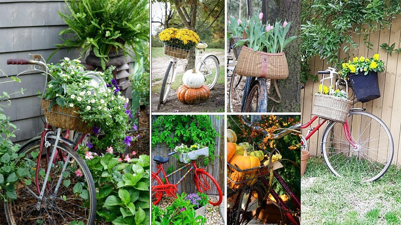 bicycle planter ideas | bike flower garden decoration creative ideas |  upcycling bikes in garden
