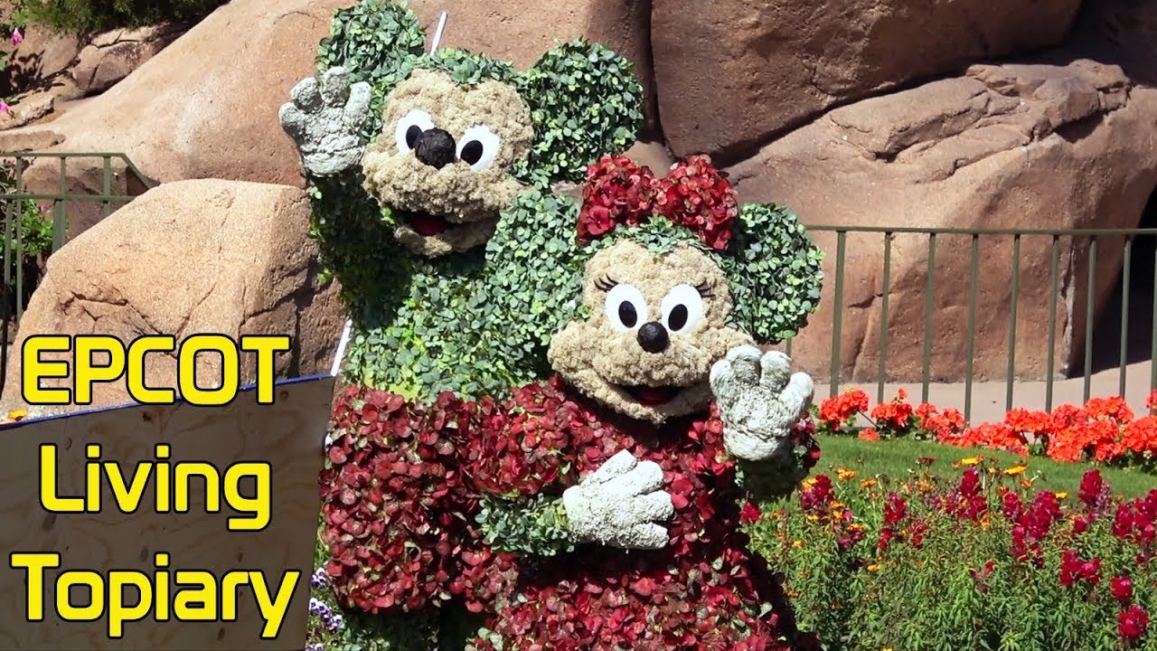 mickey and minnie as living topiaries to promote epcot flower & garden  festival 2018, disney world