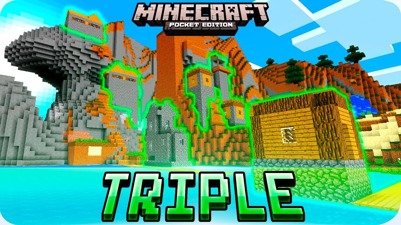 minecraft pe seeds - crazy village, temples, survival island seed