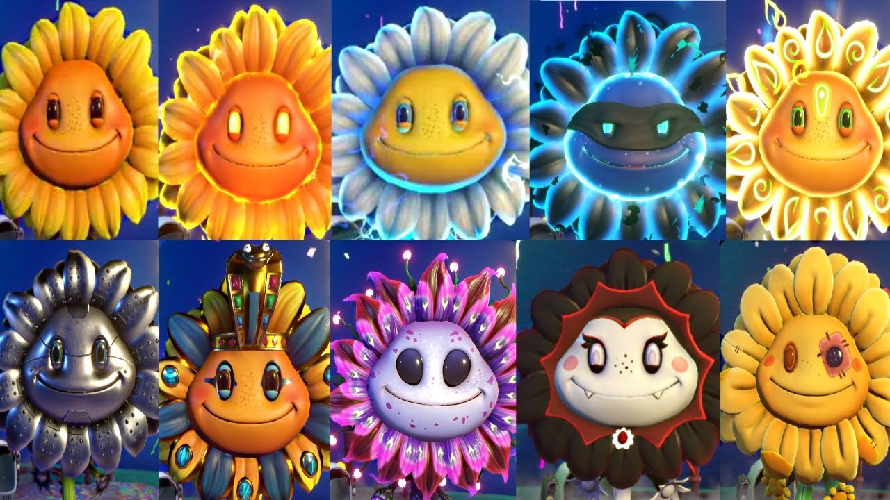 pvz garden warfare 2: all sunflower plants! (new plants) - gameplay