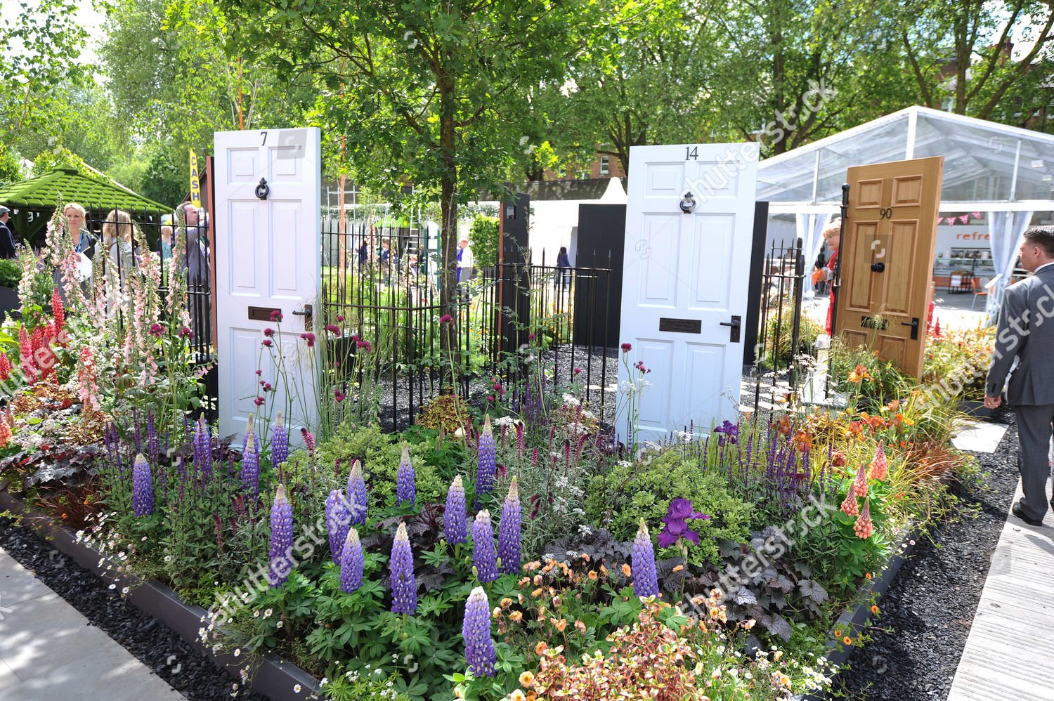 chelsea flower show day 1 female designer editorial stock photo