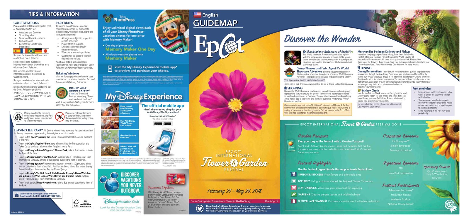 2018 epcot international flower & garden guide map - blog mickey