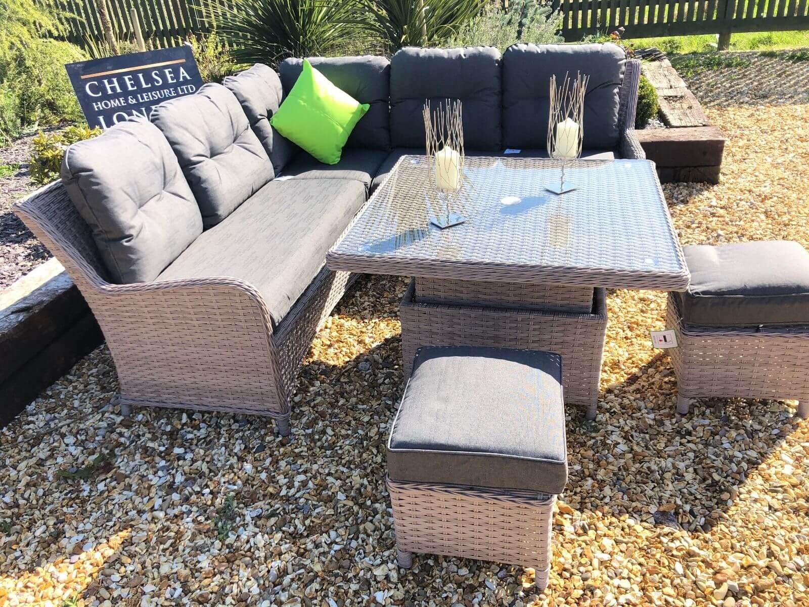 rattan garden furniture premium corner sofa set - chelsea home and
