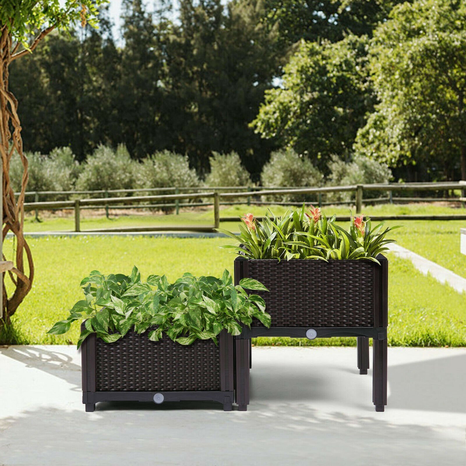 plastic raised planter box garden planter kit for flower vegetable grow
