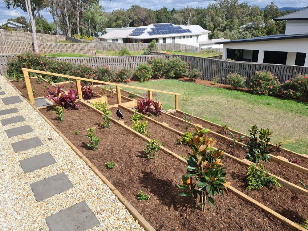 raised garden bed sloping, uneven ground | garden ideas