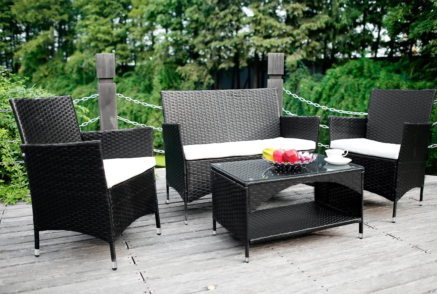 Clearance!Outdoor Patio Furniture Set, 4 Piece Garden Conversation Set in Patio Garden Table And Chairs