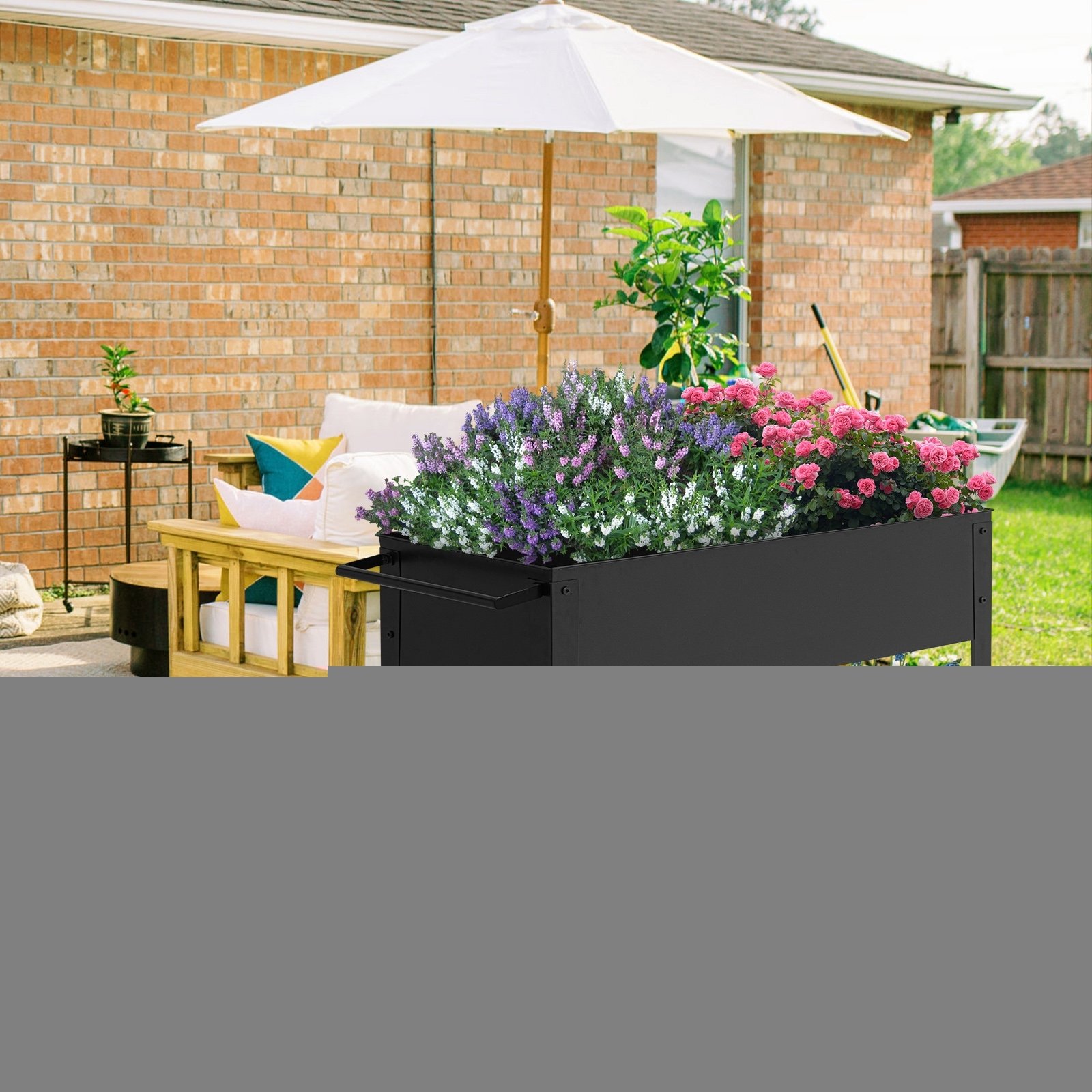 Garden Bed Cart 42 X19 X 31 Inch Outdoor Planter Boxes With Leg Wheels with Patio Garden Planter Box