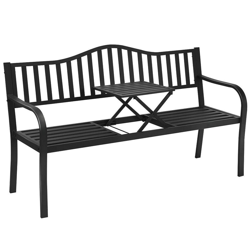You are currently viewing Patio Garden Bench Steel Frame With Adjustable Center Table