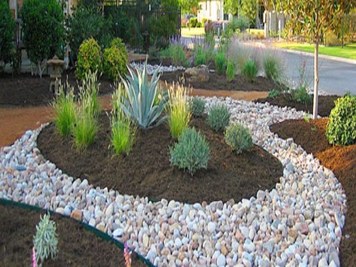 river rock garden edging ideas - hawk haven