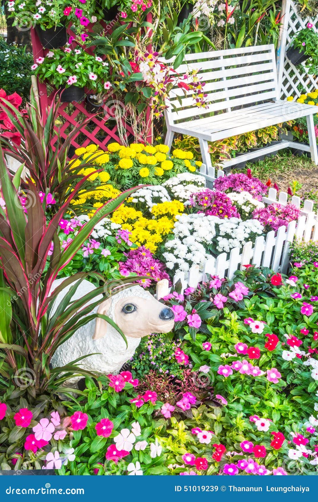 beautiful flower garden. stock image. image of house - 51019239