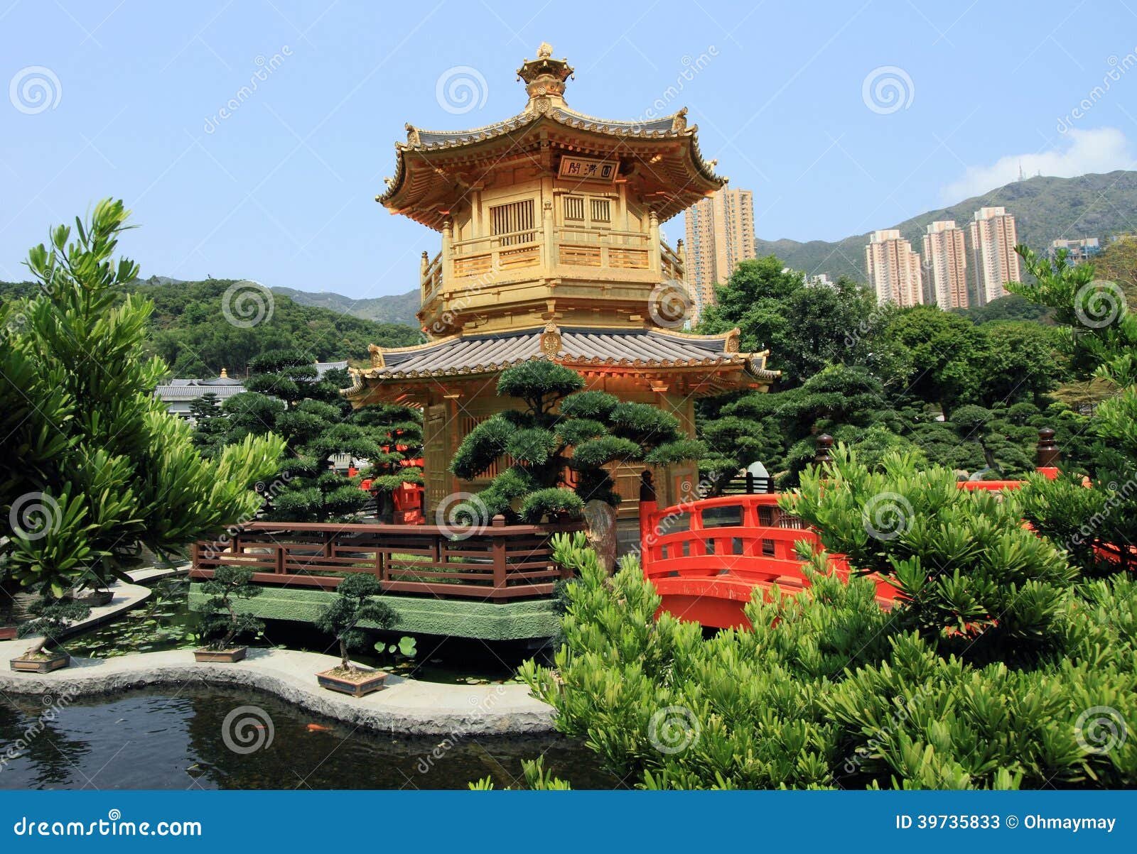 chinese garden at diamond hill, hong kong stock image