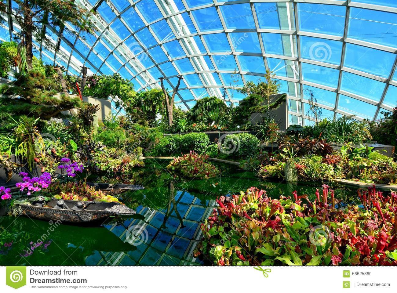 flower dome, gardens by the bay, singapore stock photo - image of