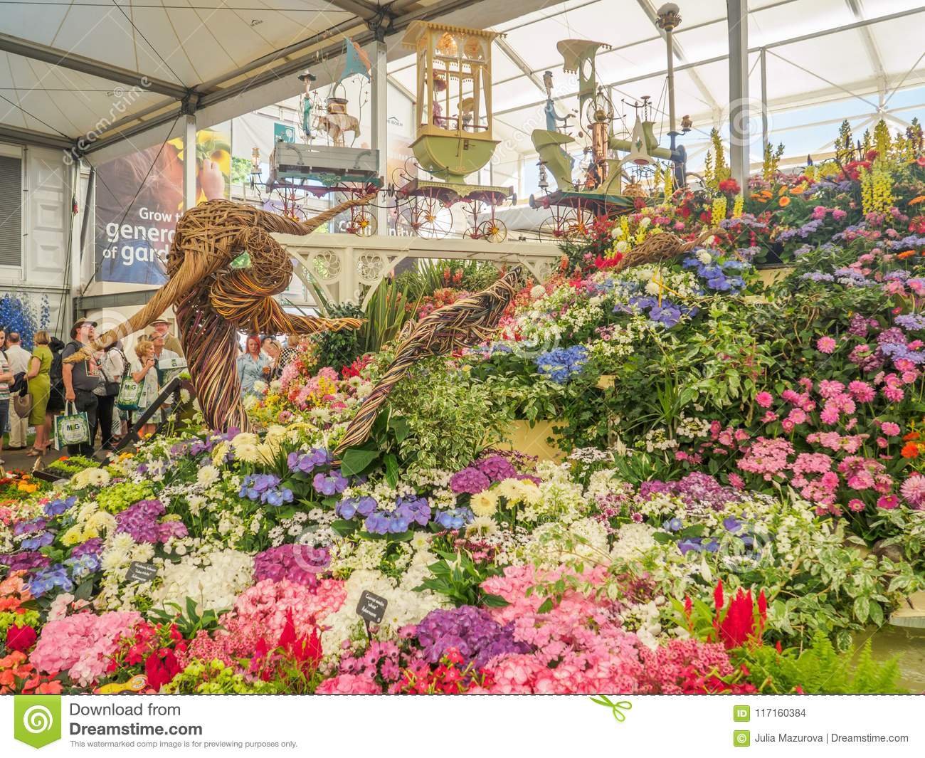 rhs chelsea flower show 2017. various flowers on the gold medal