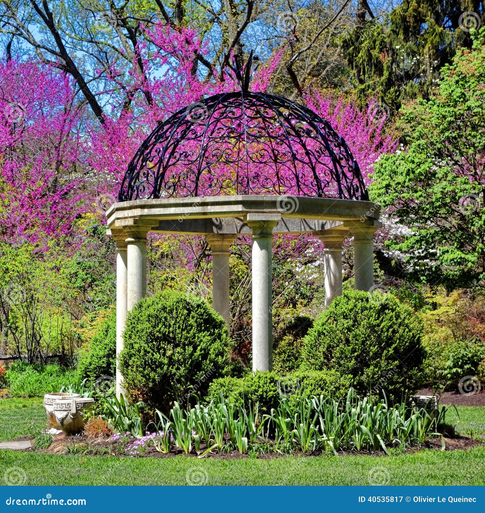 sayen park botanical gardens gazebo temple garden stock image
